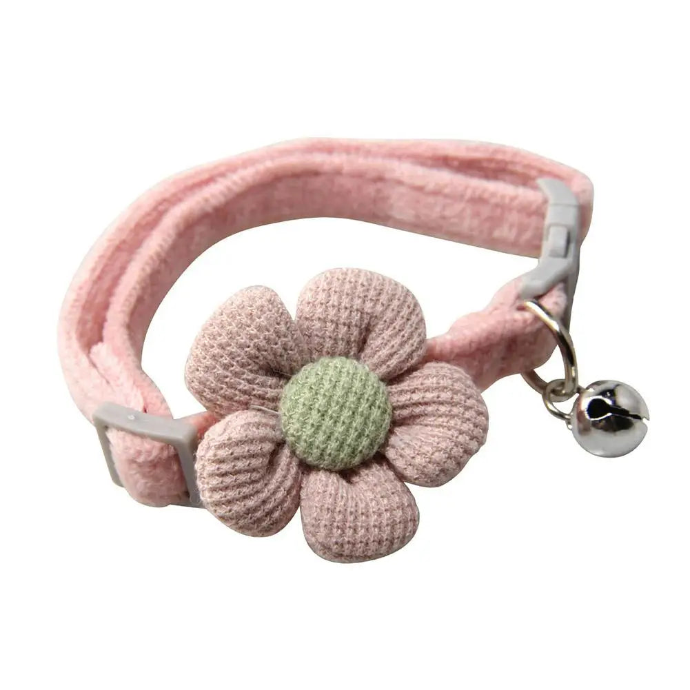 Pet Collar Cute Knitting Flower Bell Collar With Adjustable Collar Style Cartoon Cat Safety Small Dog Pet Supplies Buckle V6S4