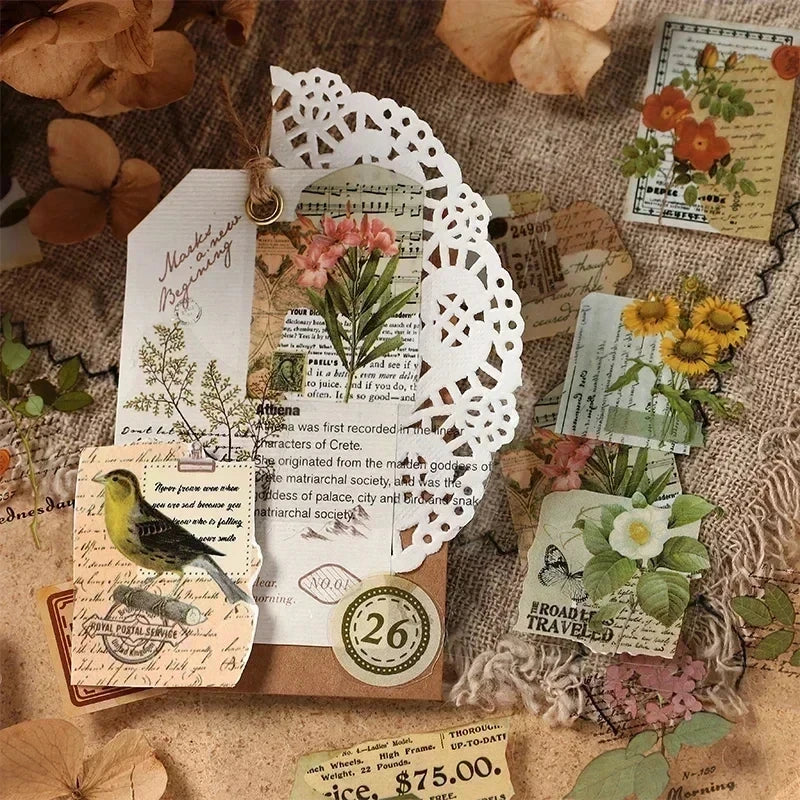 JIANQI 20 pcs PET Die cut Stickers book Plant Flower Label Decorative handmade Scrapbooking Material Diary Album Craft Supplies