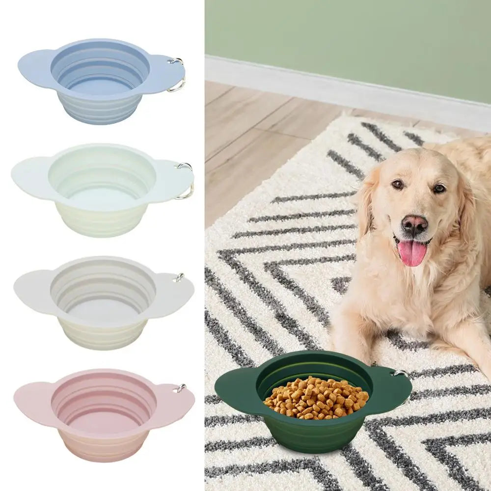 Dog Bowl Pet Collapsible Bowls Silicone Portable Foldable 600ml Dog Feeder Dog Dispenser Water Or Food Pet Feeding Watering Dish
