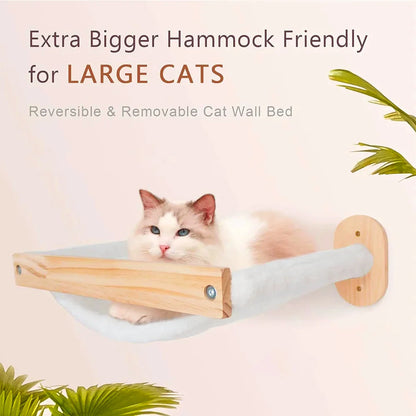 Wall Mounted Cat Climbing Shelves Cat White Hammock with Ladder or Scratching Post or Jumping Platform Set for Kittens Sleeping
