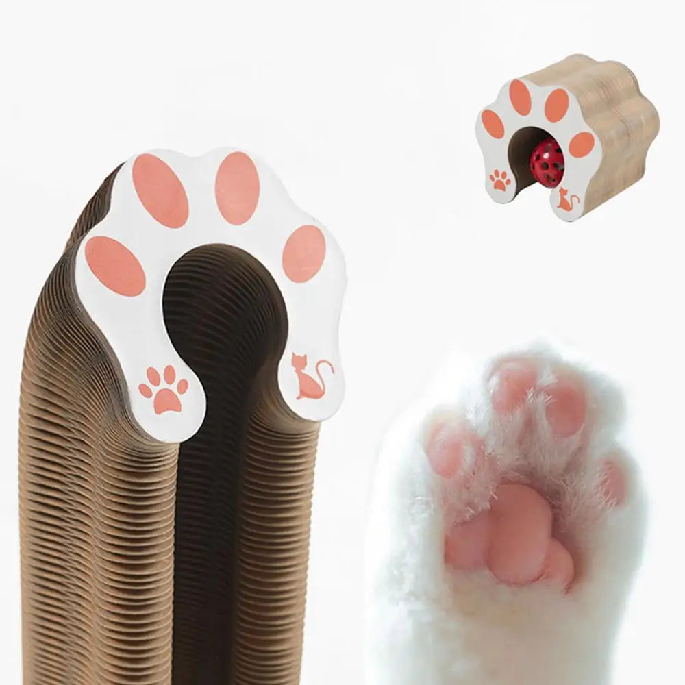 Cardboard Cat Toy Foldable Cat Scratcher Cardboard With Ball Kitty Scratching Post Cat Ball Track Accordion Toys cat toy