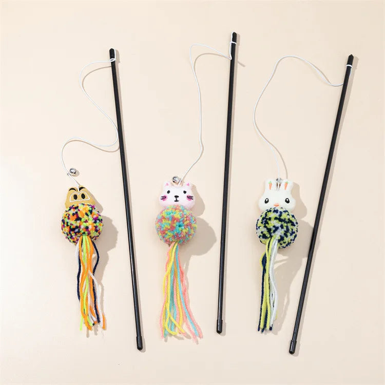 Cat Toy Cat Teaser Sticks Pussy Cat Stick Hair Ball Cat Bite Interactive Toy Replacement Head Pet Supplies