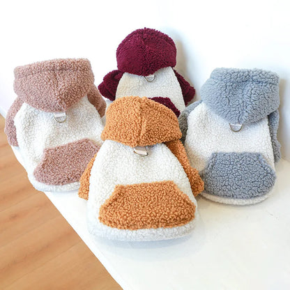 Thicken Warm Sherpa Fleece Dog Coat Winter Dog Clothes for Small Medium Dogs, Puppy Hooded Sweater Yorkie Chihuahua Pet Apparel