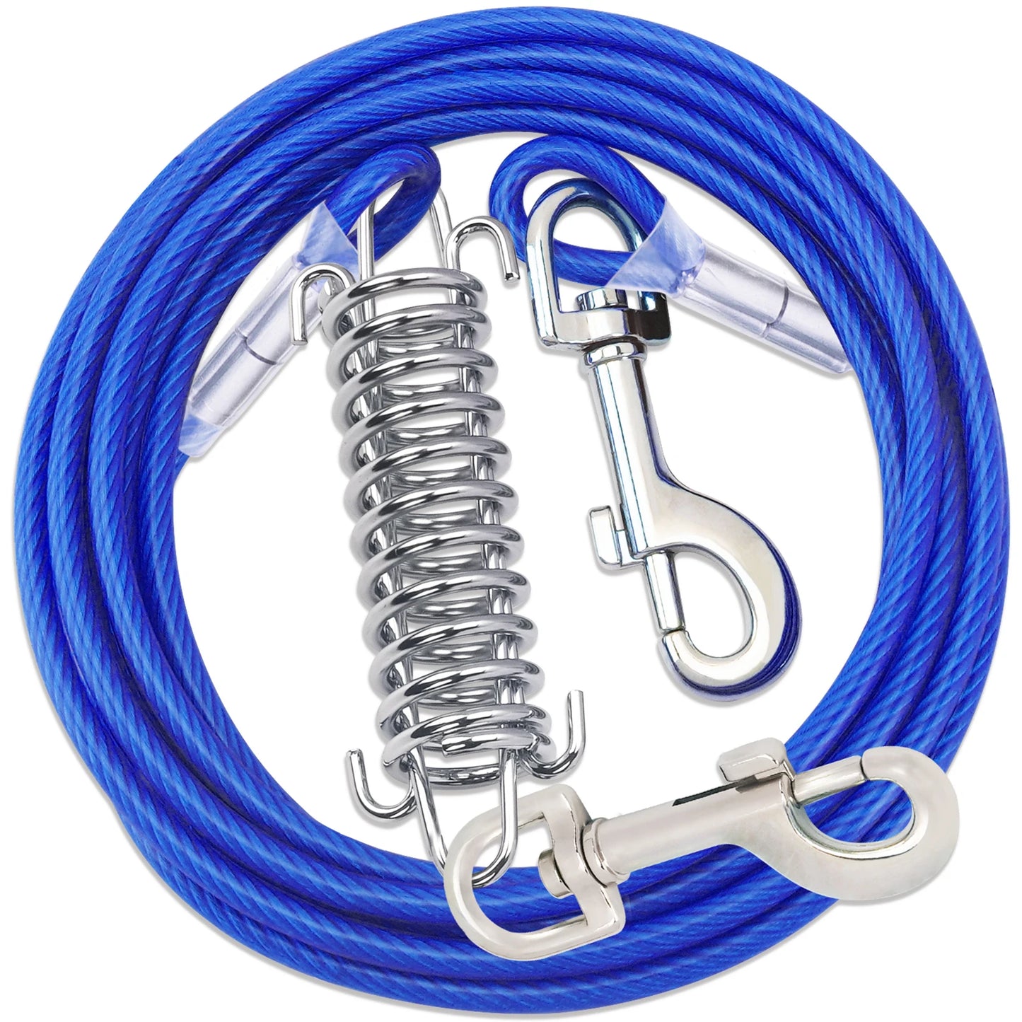 Steel Wire Dog Tie Out Cable, Dog Runner for Yard, Durable Superior Clips, Silver Dog Chains