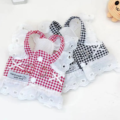 Plaid Dog Harness for Small Dogs, Lightweight Cotton Lace Puppy Harness Vest Dog Accessories Yorkie Chiwawa Beagle Pet Supplies
