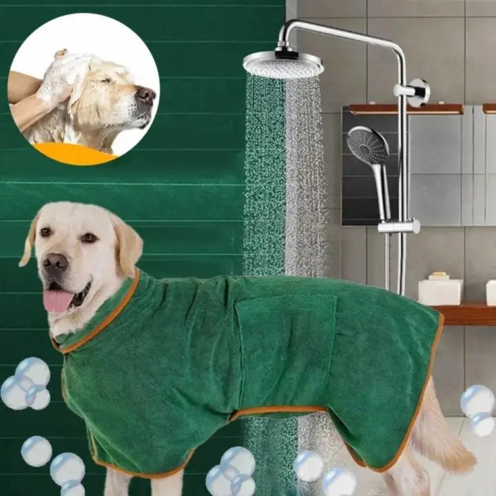 Pet Bathrobe Fast Drying Towel Microfiber Absorbent Soft Bath Robe Adjustable Towel Grooming Coat for Small Medium Large Dog