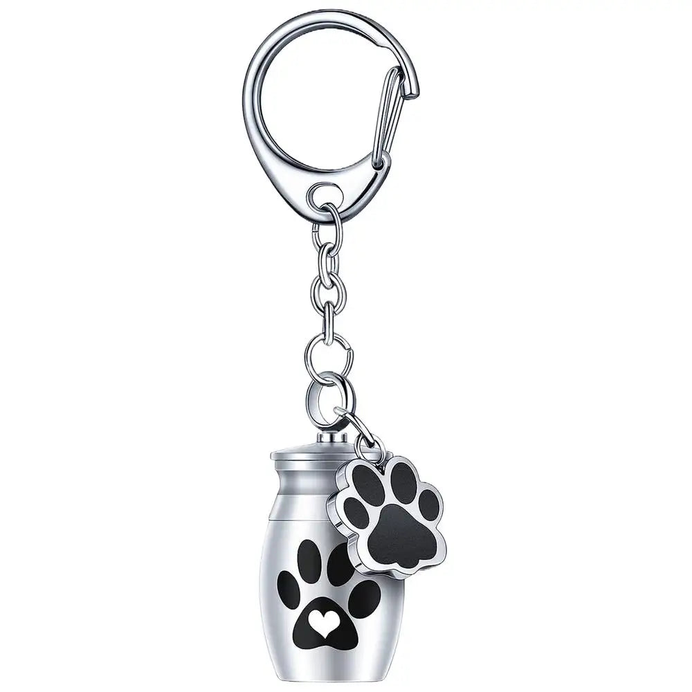 Pets Urn Keychain Paw Print Keyring Cremation Ashes Pendant Cat Cremation Jewelry Pendant Dog Paw Print Keepsake for Cats Dogs