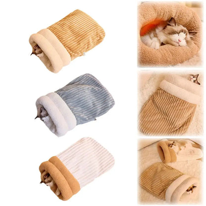 Cat Winter Sleeping Bag Pet Down Sleeping Bag Nest PP Cotton Semi-enclosed Warm And Comfortable Large Pocket Design M/L Cute