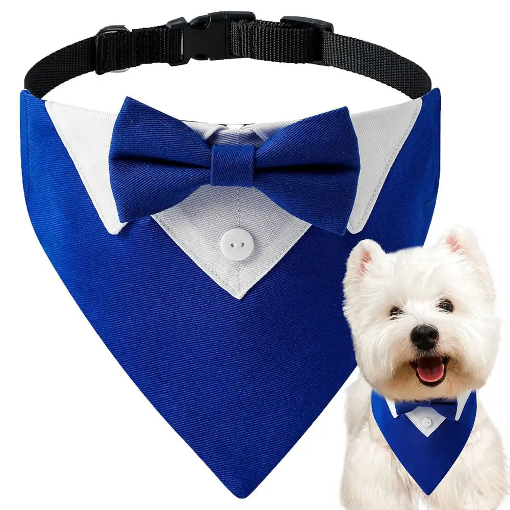 Dog Wedding Bandana Collar Dog Collar Bow Tie Breathable Dog Tuxedo Adjustable Neck Scarf for Weddings Parties Birthdays