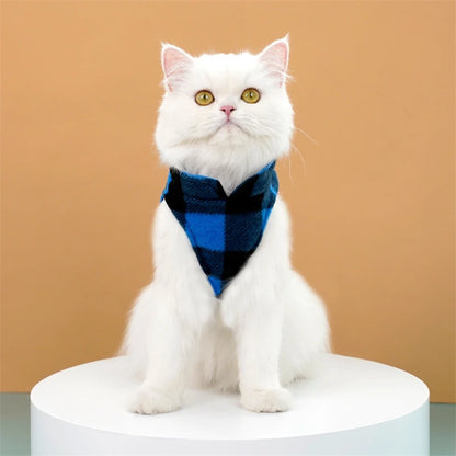 Autumn Fleece Pet Dog Clothes Solid Color Harness Outfits Walking Warm Vest for Small Medium Puppy Plaid Chihuahua Cat Jackets