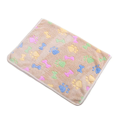 Pet Blanket Dog Puppy Blanket Paw Print Fleece Blanket for Small Medium Large Pet Dog Cat Warm Soft Sleep Mat Doggy Bed Blanket