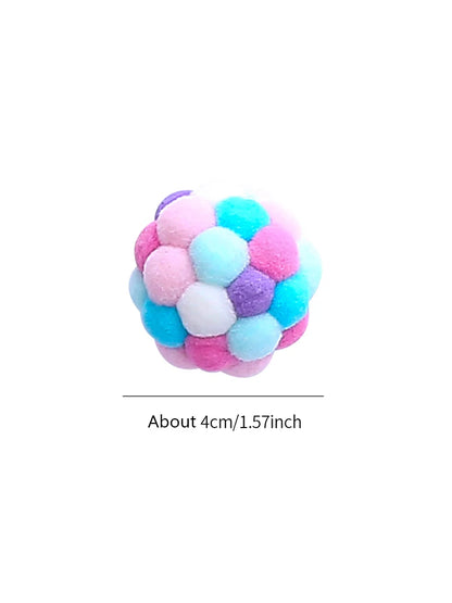 Cat toys Colorful handmade bell ball Elastic ball interactive chase pet supplies