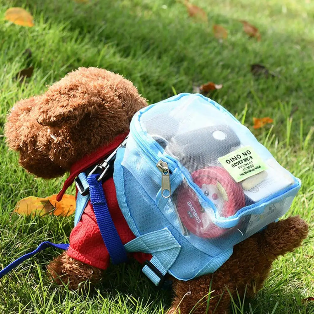 Dog Backpack Mesh Dog Harness Backpack With Adjustable Pet Harness Vest No Pull Dog Saddle Bag Cute Doggie Backpack Carrier Fit