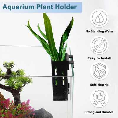 UXCELL Fish Tank Water Plant Holder Aquarium Plant Holder Aquatic Plant Cups Emersed Plastic Pot with Hooks Suction Cups
