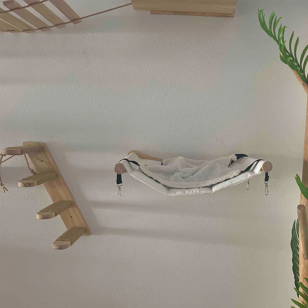 Cat Hammock Wall Mounted Wooden Furniture Scratcher Kitty Beds Perches circular plunge platform Cats Wall Shelf For Play & Climb