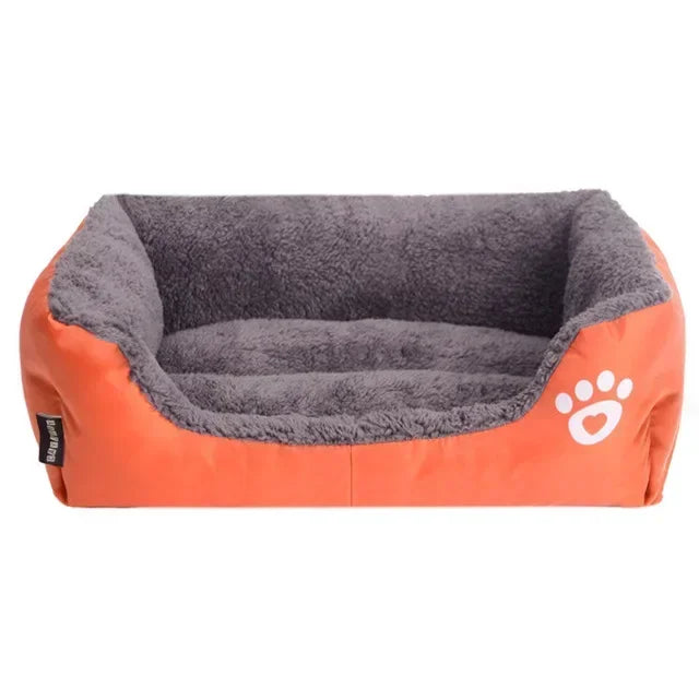 Warm Corduroy Dog Sofa Bed – Plush Fleece Pet Couch with Bolsters