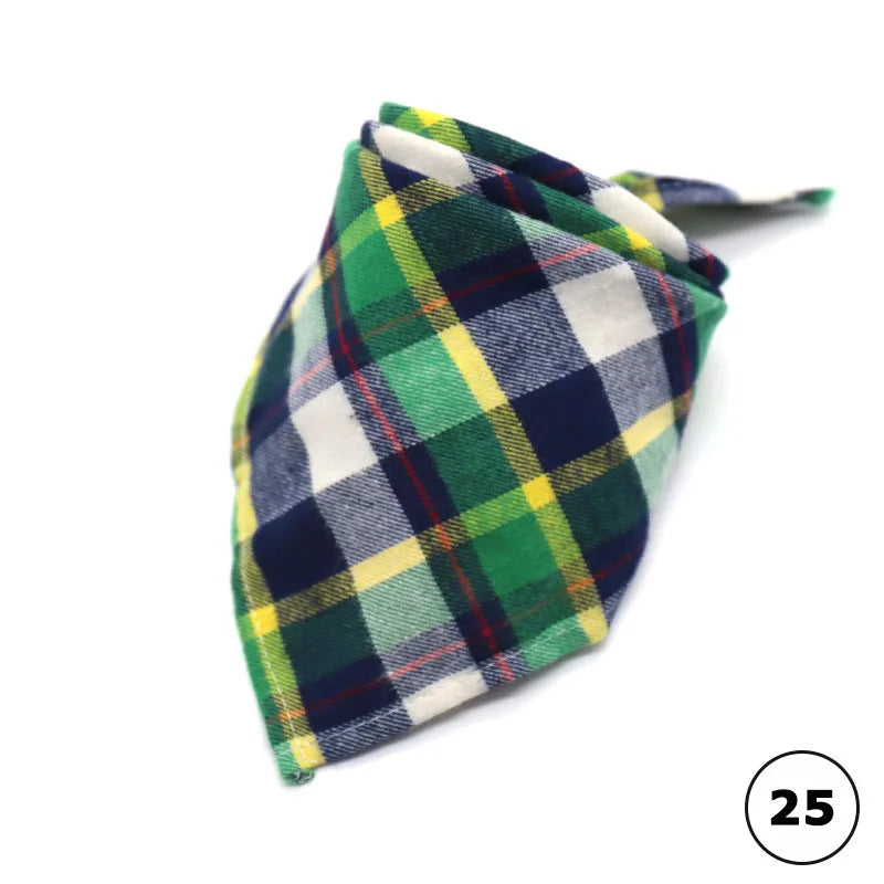 Plaid Cat Dog Bandana Pet Puppy Soft Cotton Bandanas Handkerchiefs Scarfs Triangular Bandages Accessories for Kittens Puppies