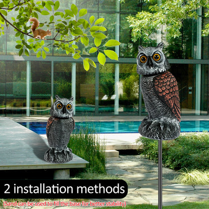 Owl Scare Bird Control Devices with 360° Swivel Head Waterproof Fake Owl Scarecrow Decoy Lifelike Simulation Owl Bird Deterrent