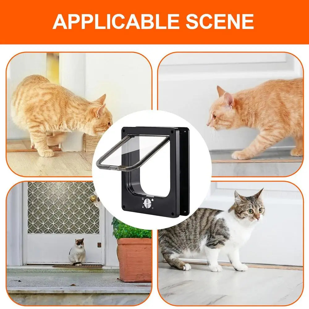 Cat Door with Flap Pet Door, Easy Set-Up, 4 Ways Locking, Weatherproof Safe Cat Doors, Pet Supplies, Window Cabinets