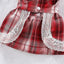 Plaid Dog Dress Bowtie Harness Dress for Small Dogs Cats Girl Cute Lace Trim Princess Dresses Spring Summer Puppy Rabbit Clothes