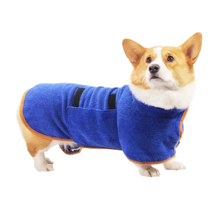 Pet Bathrobe Fast Drying Towel Microfiber Absorbent Soft Bath Robe Adjustable Towel Grooming Coat for Small Medium Large Dog