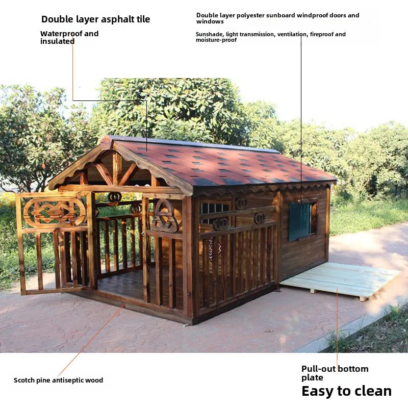 Manufacturer spot outdoor dog house wooden dog villa bite-resistant kennel rain-proof kennel can be customized dog house pet ca