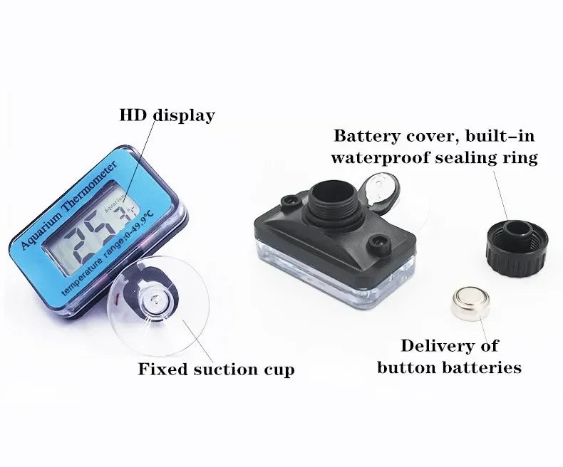 Aquarium Waterproof  Thermometer LCD Digital Fish Tank Submersible Thermometer Meter Temperature Control with Suction Cup