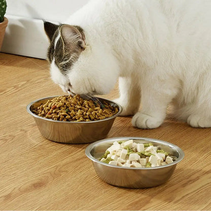 Stainless Steel Pet Bowl, Dog And Cat Food Bowl, Thickened Non-slip Bowl, Anti-fall, Not Easy To Deform, Easy To Clean 1pcs
