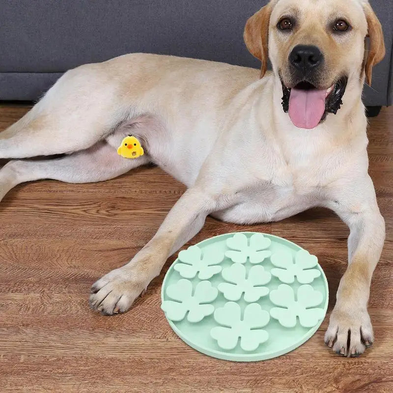 Lick Mat For Dogs Suction Dog Butter Lick Pad Raised Flower Design Dog Puzzle Bowl For Boredom Relief Floor Or Wall Treats