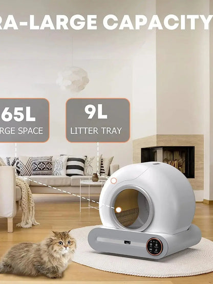 Automatic cleaning cat litter box, ultra-safe protection automatic cat litter box, APP control/lower entrance/large capacity cat