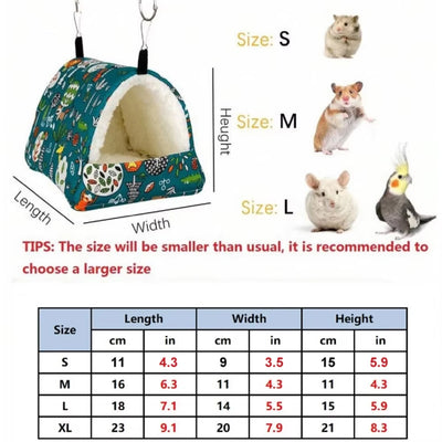 1pc Cute Print Bird Bed Mini Cage Rabbit Squirrel Mat Guinea Pig Nest Hamster House Small Animal Sleeping Bed Pet Hanging Cage