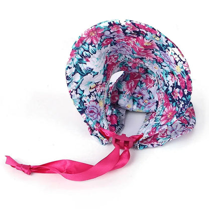 Dog Hat with Ear Holes for Outdoor Sun Protection Floral Dog Cap Female Summer Pet Visor Sunbonnet Adjustable for Girl Puppies