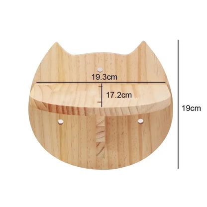 Solid Wood Wall Mounted Cat Tree Double Layered Jumping Platform Ladder Cat Hammock Furniture Cat Climbing Frame