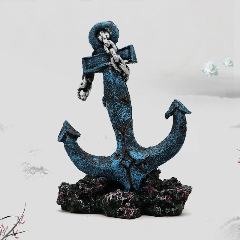Resin Aquarium Ornaments DecorationsSimulated Ship Anchor sinking Ship Landscaping Accessories For Fish Tank Aquarium Background