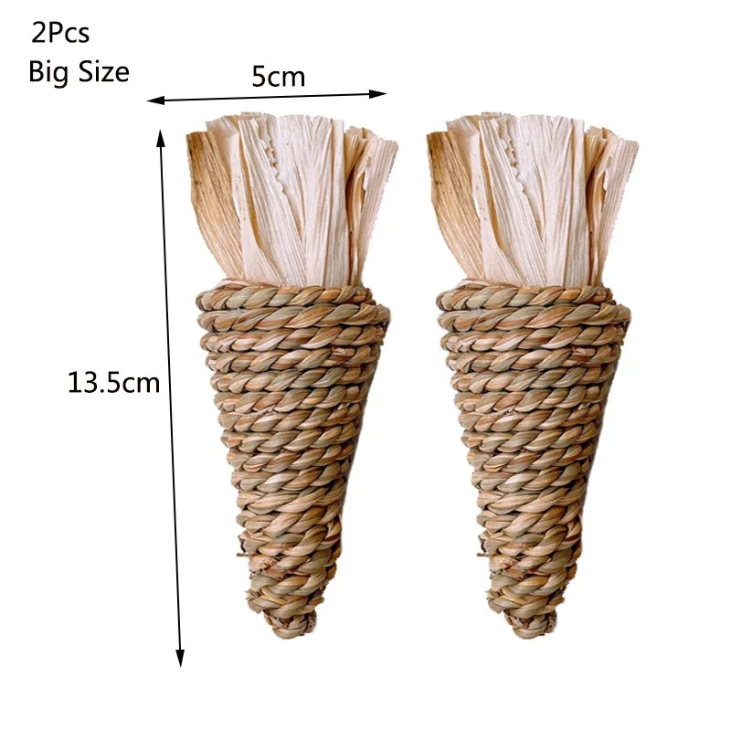 Natural Straw Rope Carrot Hamster Molar Chew toy Small Pets Toys For Hamster Rabbit Grinding Products Gnaw Toy Supplies New