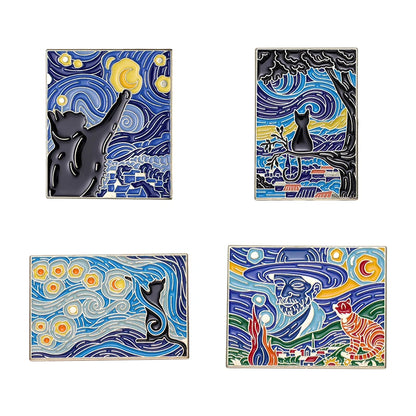 Witch Ghost Set Enamel Pin Brooch Punk Frog Skull Potted Cat Black Bird Animal Flower Medicine Bottle Badge Love Jesus Jewelry