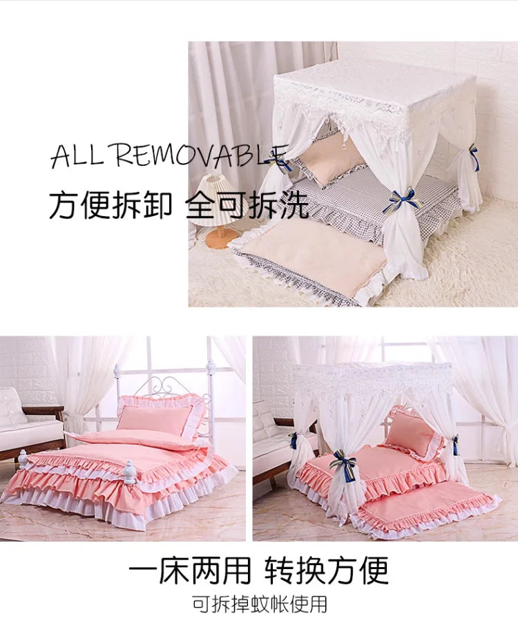 Pet Bed Cat Bed Cat Nest Teddy Than Bear Kennel Princess Wrought Iron Dog Bed Small Medium and Large Dog Supplies