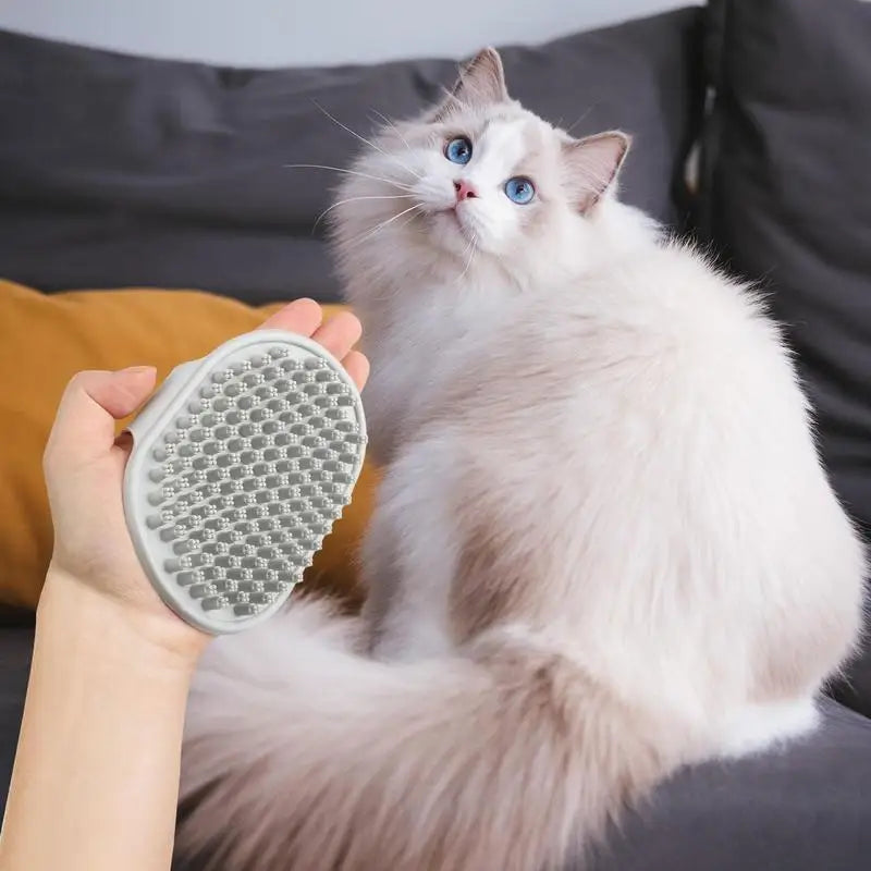 Dog Shampoo Brush Pet Bathing Brush Soft TPR Dog Scrubber With Ring Handle Massage Brush For Dog Shower Ergonomic Dog Bathing