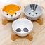Ceramic Dog Bowl Raised Round Dog Cat Bowl No Spill Pet Dish for Food Water Feeding Cute Cartoon Printed Pet Dog Elevated Dish