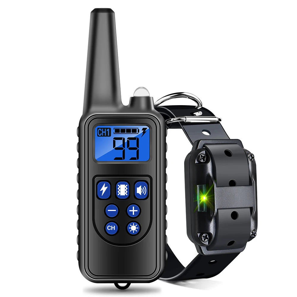 Electric Dog Training Collar Rechargeable Anti Barking Shock Vibration Collar Waterproof Trainer for All Dogs Pet with Clicker