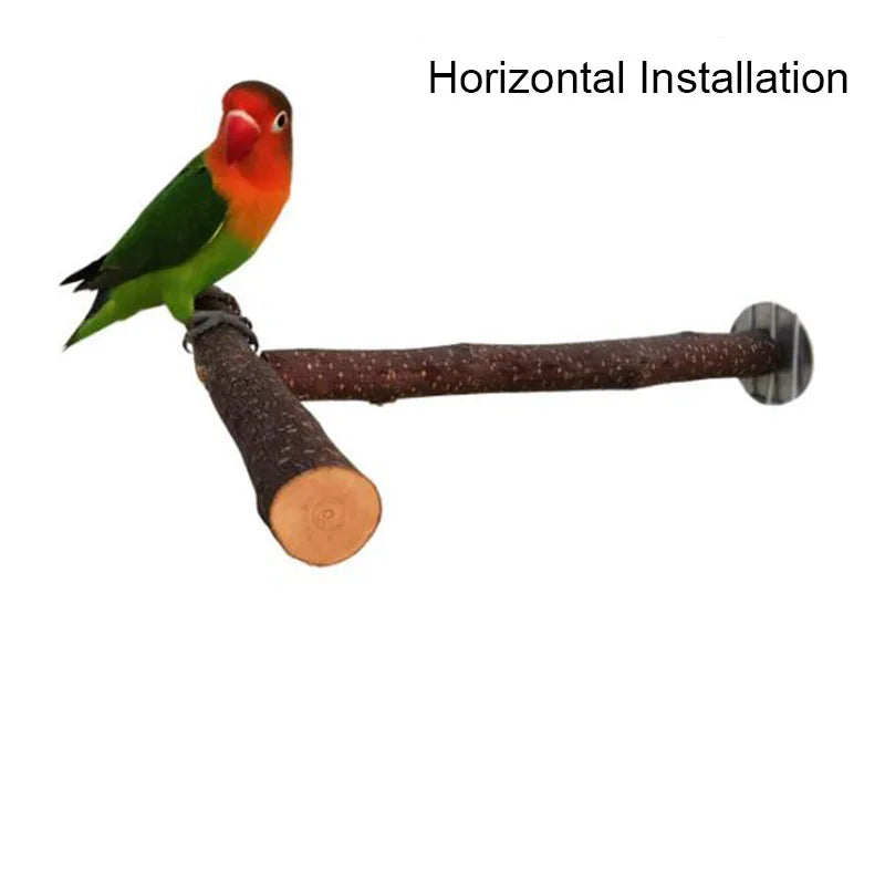 Natural Wood Pet Parrot Raw Wood Fork Tree Branch Stand Rack Squirrel Bird Hamster Branch Perches Chew Bite Toys Stick
