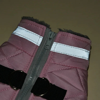 Reflective Dog Winter Jacket with Harness Cold Weather Clothes for Small Medium Dogs Turtleneck Thermal Fleece Lined Dog Coat