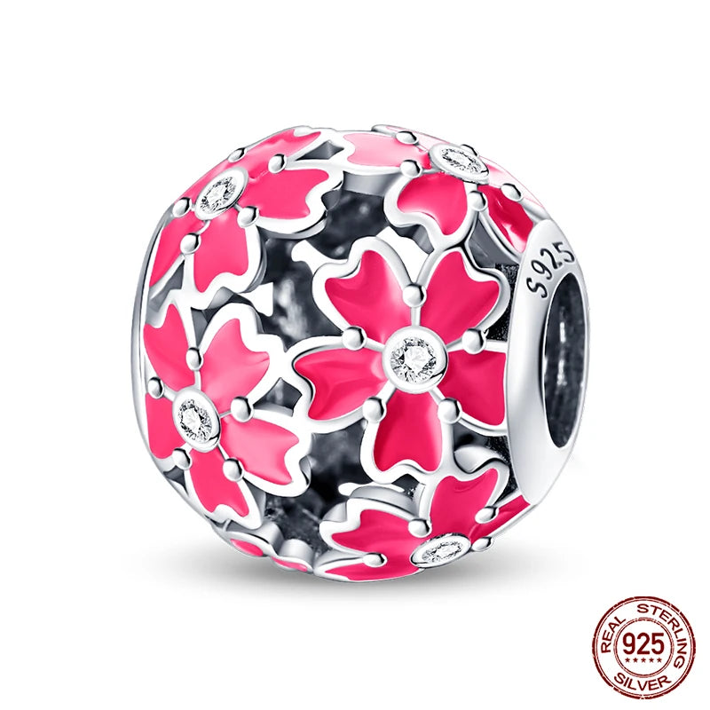 Fit Pandora 925 Original Bracelet 925 Silver Plate Flower Bird Series Charms Beads For Women Fashion DIY Jewelry Gifts Making
