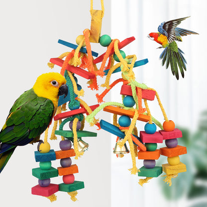 Wood Parrot Bird Toys Love Bird Cage Funny Training Bird Toys Cotton Rope Parrot Toy Bite Resistant Bird Tearing Toy Pet Product