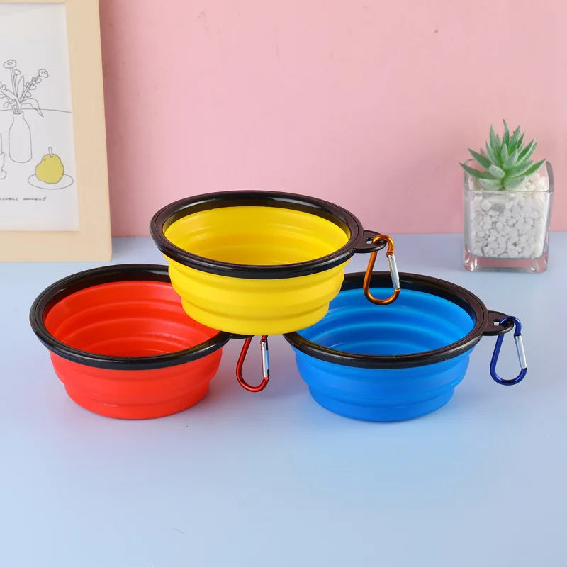 Pet Dog Collapsible Bowl Folding 350ml Silicone Bowl Outdoor Travel Portable Puppy Food Container Feeder Dish Bowl Pet dog bowls