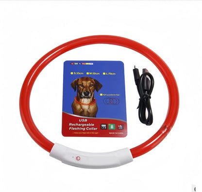 40/50/70cm Led Dog Collar USB Rechargeable Pet Dog Night Luminous Charge Collar Glowing Necklace Collar Safety Night Light