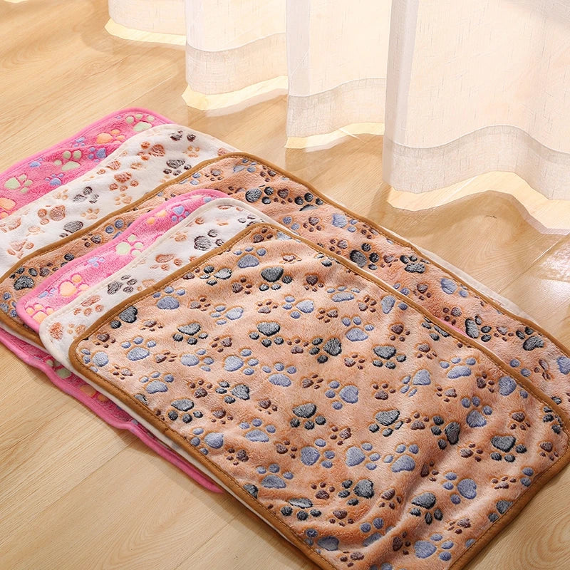 Soft Flannel Fleece Cat Dog Blanket Bed Mats Paw Foot Print Warm Pet Blanket Sleeping Beds Cover Mat For Dogs Cats Pets supplies