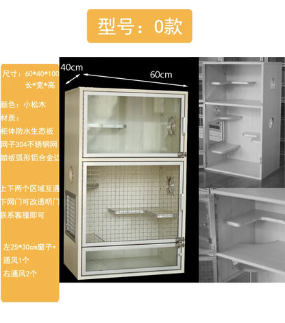 Squirrel Dragon Cat Dog Cat Iron Cage Wooden Cabinet Cage Ecological Board Ice Nest Stainless Steel Net Villa Non-acrylic Cage