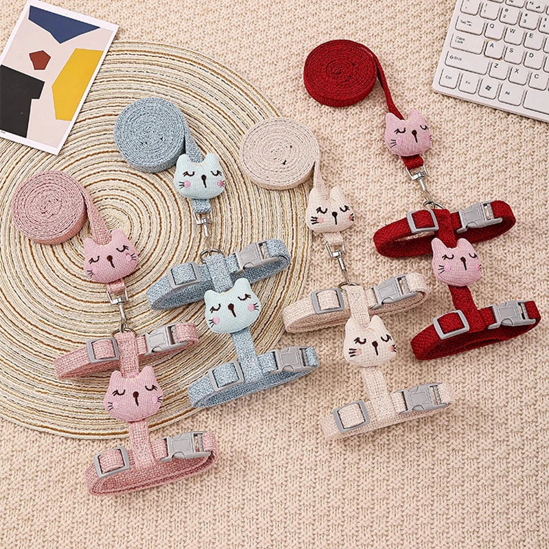 Adjustable Bunny Cat Dog Harness and Leash Set Walking Pet Harnesses for Small Animals Cats Rabbit mascotas Accessories Supplies