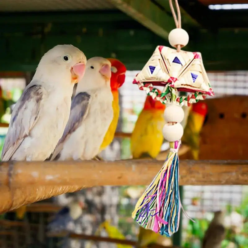 Parrot Foraging Toy Bird Perch Toys With Shredding Foraging Bird Shredded Paper Cage Accessories For Cockatiel Lovebird